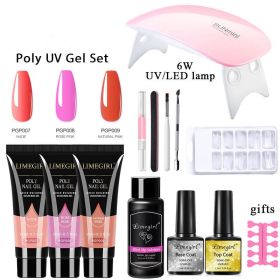 Nail Extension Gel Set Crystal UV Phototherapy (Option: 9style-USB)