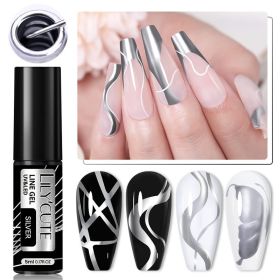 Metal Painted Cable Gel Nail Polish Nail Art Cable Adhesive Hoy Side Silver Phototherapy Metalic Glue (Option: 01color)