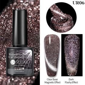 Laser Cat Eye Gel Nail Polish Manicure Crystal Diamond In The Debris Cat Eye Gel Polish (Option: UR06)