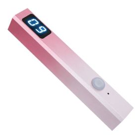Metal One-word Small Portable Nail Lamp With Screen Display Tip Heating Lamp Handheld Phototherapy (Option: Pink Gradient White)